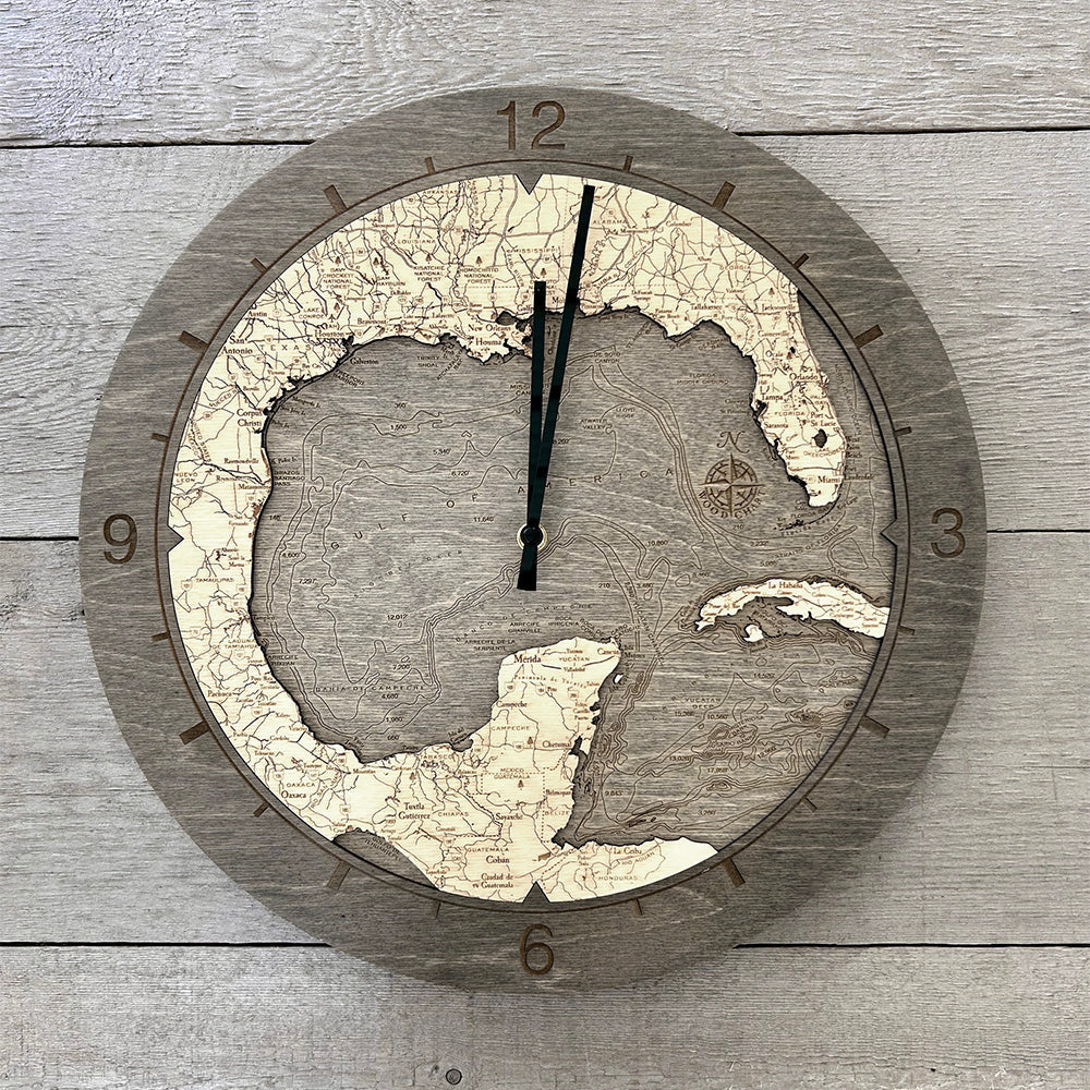 Gulf of America wood ring clock