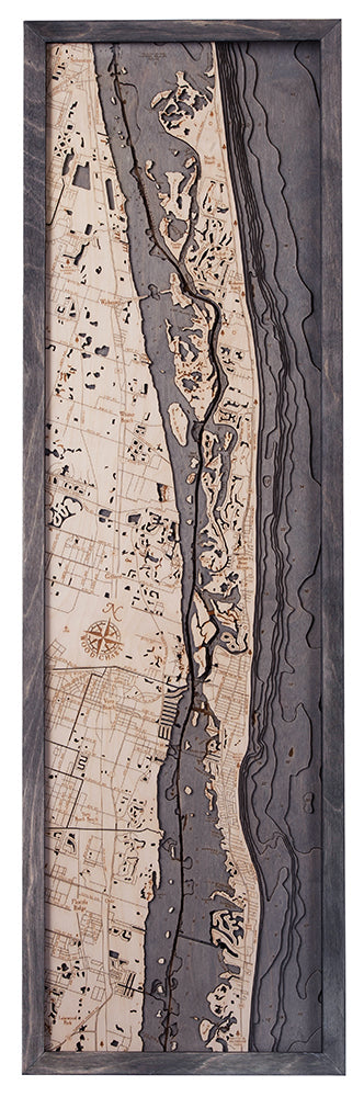 Indian River 3D wood map, light frame