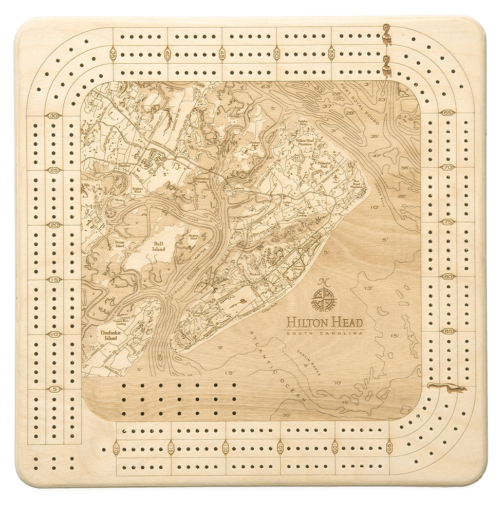Hilton Head wood cribbage board