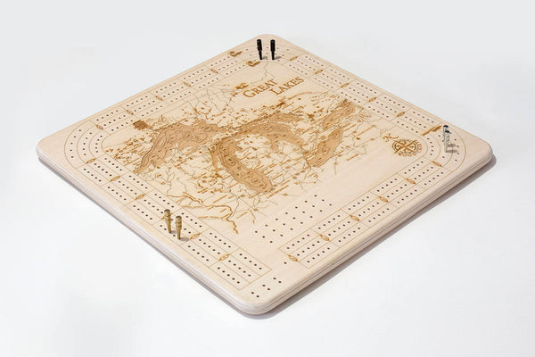 Great Lakes Topographic Cribbage Board - Nautical Lake Art