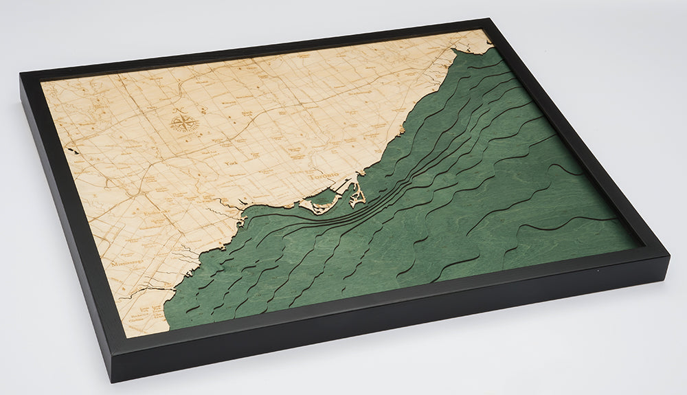Toronto, Ontario Wood Carved Topographic Depth  Chart / Map