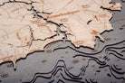 Kennebunkport, Maine 3D wood map, light frame