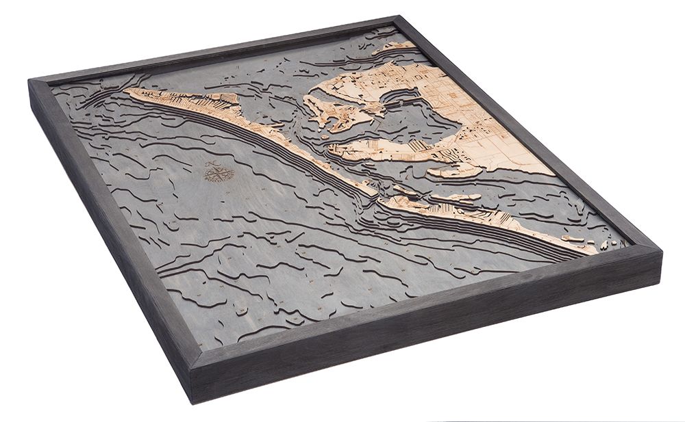 Anna Maria Island, Florida 3D wood map, light frame