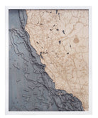 California Coast 3D wood map, white frame