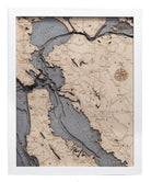 San Francisco, California 3D wood map, white frame