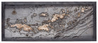 Virgin Islands, Caribbean 3D layered wood map in laser-cut Baltic birch, shown framed against a light wall