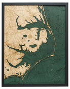 Outer Banks, North Carolina 3D wood map 24.5 x 31, dark frame