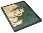 Outer Banks, North Carolina 3D wood map 24.5 x 31, dark frame