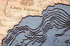 Lake Tahoe, California 3D wood map, white frame