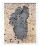 Lake Tahoe, California 3D wood map, white frame