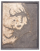 Outer Banks, North Carolina 3D wood map 24.5 x 31, light frame