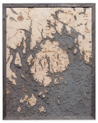 Bar Harbor & Mount Desert, Maine 3D layered wood map in laser-cut Baltic birch, shown framed against a light wall