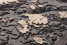 Bar Harbor & Mount Desert, Maine 3D layered wood map in laser-cut Baltic birch, shown framed against a light wall