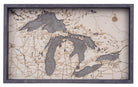 Great Lakes wood serving tray in laser-cut Baltic birch, shown framed against a light wall