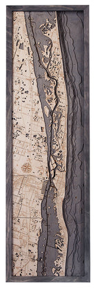 Indian River 3D wood map, light frame