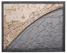 Myrtle to North Myrtle Beach 3D wood map, light frame