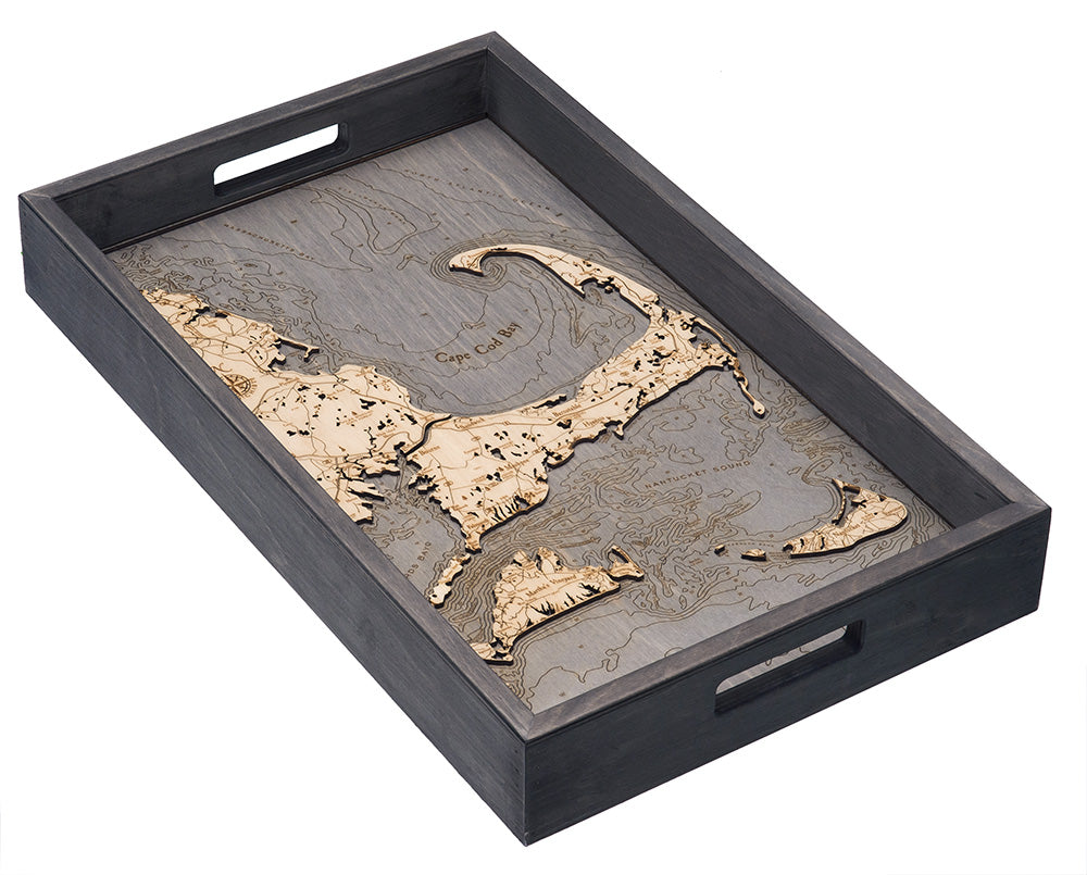 Cape Cod, Massachusetts wood serving tray, light frame
