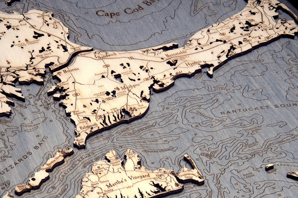 Cape Cod, Massachusetts wood serving tray, light frame