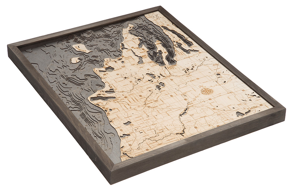 M-22, Michigan 3D wood map, light frame