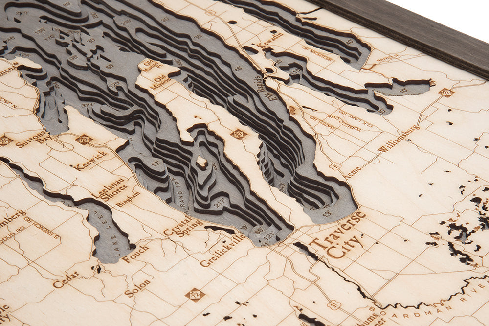 M-22, Michigan 3D wood map, light frame
