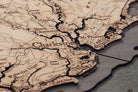 South Carolina Coast 3D wood map, light frame
