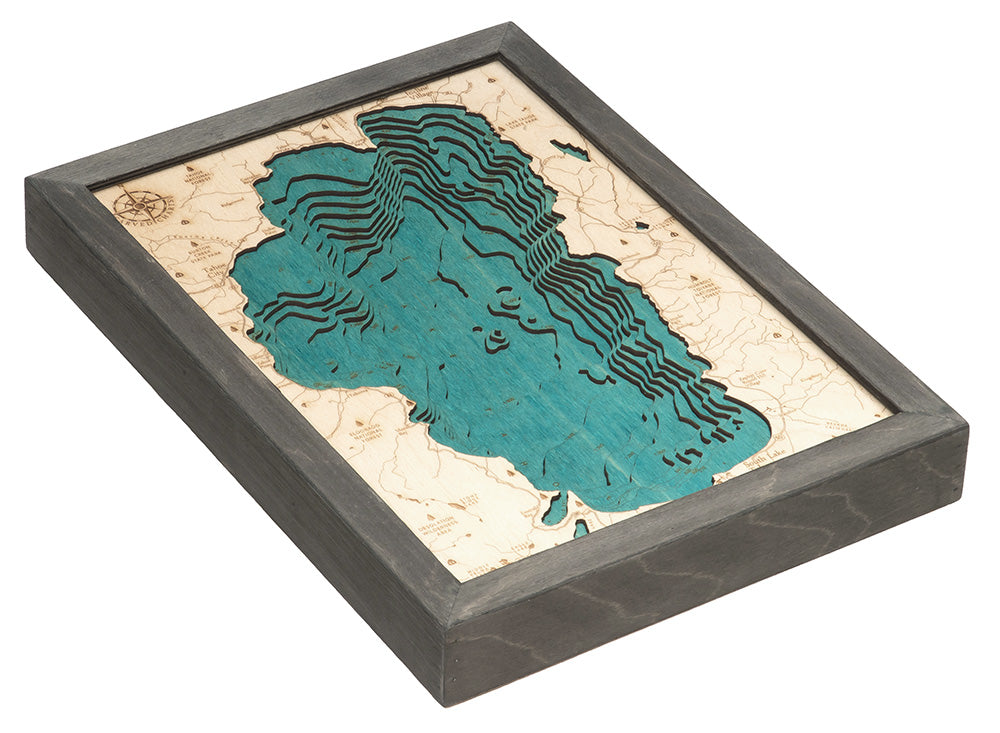 Lake Tahoe 3D wood map 12x16, light frame
