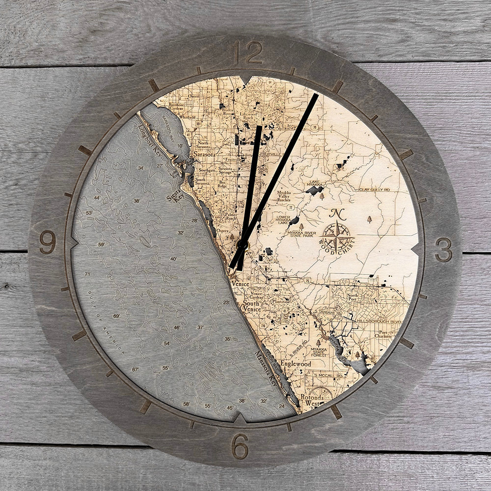 Sarasota to Englewood wood ring clock