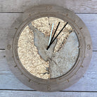 Delaware Bay tide and time clock in laser-cut Baltic birch