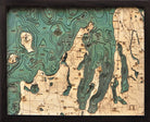 Grand Traverse Bay 3D wood map 16x20, dark frame