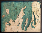Grand Traverse Bay 3D wood map 24.5x31, dark frame