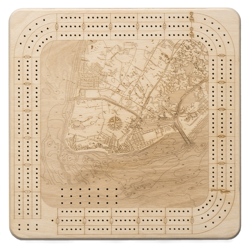 Cape May wood cribbage board