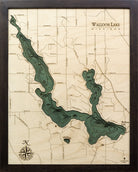 Walloon Lake 3D wood map, dark frame