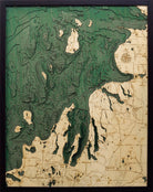 Northwest Michigan 3D wood map, dark frame