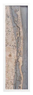 Indian River 3D wood map, white frame