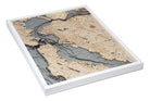 San Francisco, California 3D wood map, white frame