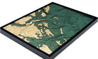 Savannah, Georgia 3D layered wood map in laser-cut Baltic birch, shown framed against a light wall