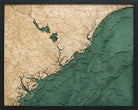 South Carolina Coast 3D wood map, dark frame