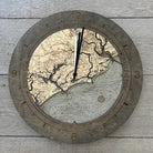 Edisto Island to Folly Beach tide and time clock in laser-cut Baltic birch