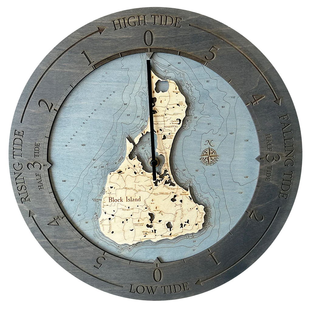 Block Island Wood Carved Tide Clock