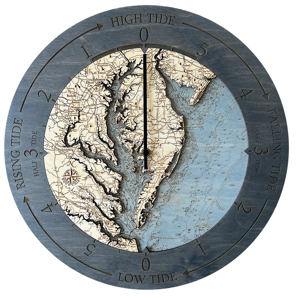 Chesapeake Bay Wood Carved Tide Clock