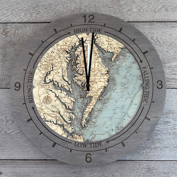 Chesapeake Bay Wood Carved Tide Clock - Nautical Lake Art