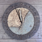 Sunset Harbor to Wilmington tide and time clock in laser-cut Baltic birch