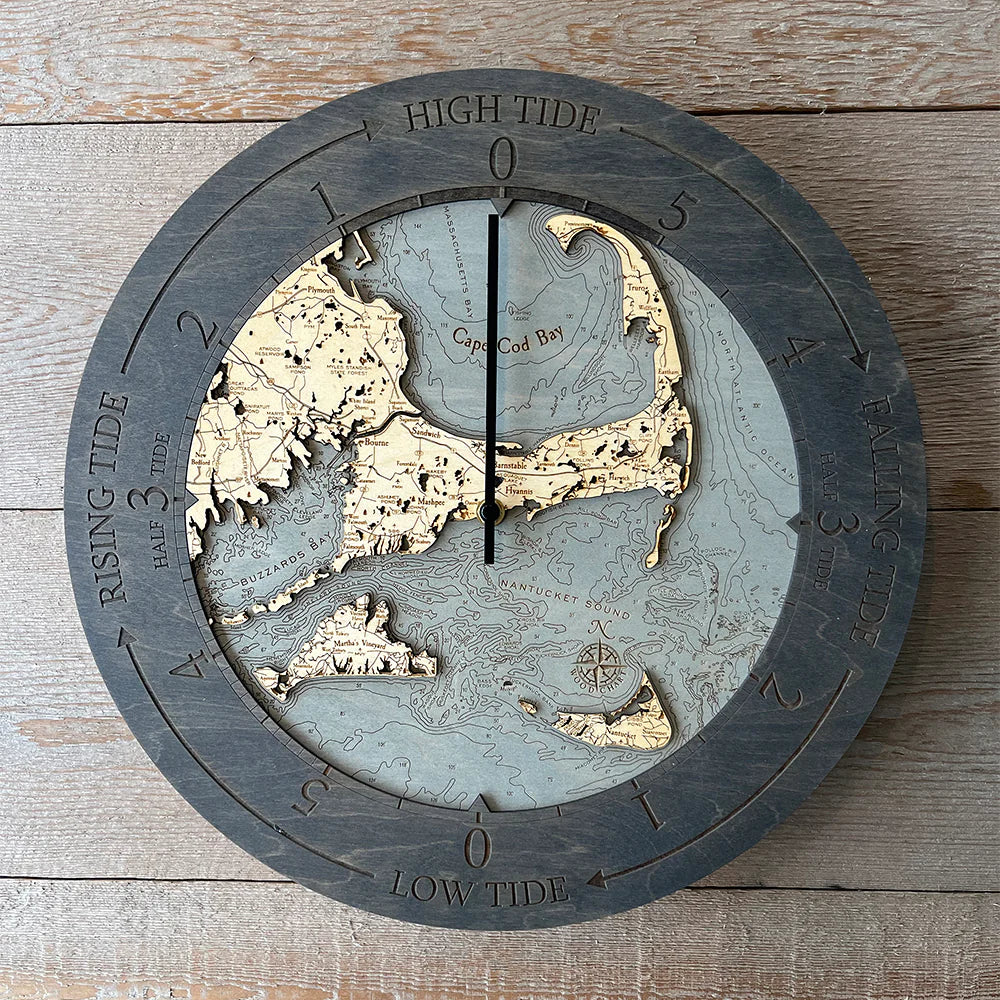 Cape Cod Wood Carved Tide Clock