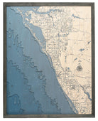 Longboat Key to Manasota Key UV-printed wood map, light frame