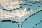 Outer Banks, North Carolina UV-printed wood map, white frame
