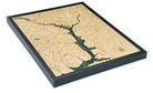 Washington D.C., Washington, D.C. 3D layered wood map in laser-cut Baltic birch, shown framed against a light wall