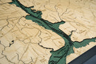 Washington D.C., Washington, D.C. 3D layered wood map in laser-cut Baltic birch, shown framed against a light wall