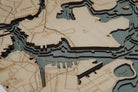 Boston Harbor, Massachusetts 3D wood map, white frame