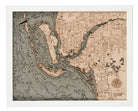 Fort Myers, Florida 3D layered wood map in laser-cut Baltic birch, shown framed against a light wall