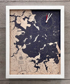Boston Harbor framed tide and time clock, white frame